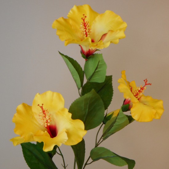 Artificial Hibiscus Spray Golden Yellow 81cm Artificial Flowers